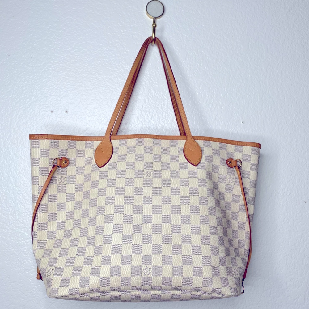 Louis VUITTON Neverfull Rose Ballerina Damier Azur